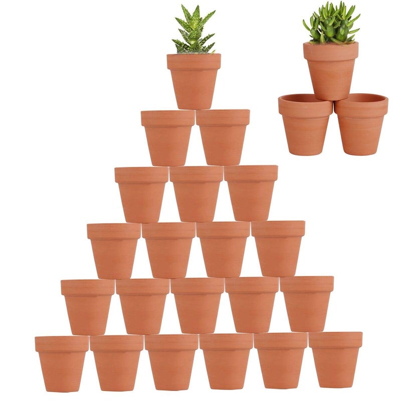 FCFKUK 24pcs Mini Clay Pots, 2.5'' Terracotta Pottery Planters, Cactus Flower Succulents Nursery Pots, with Drainage Hole, for Indoor/Outdoor - Image 3